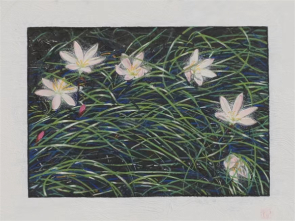 01-3、标题：风雨兰（岩彩画） 作者：刘馨.jpg